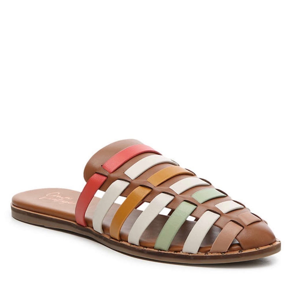 Brand new multi-color flat mules